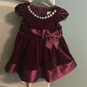 Baby girl red velvet dress, 6-9 months *Worn once